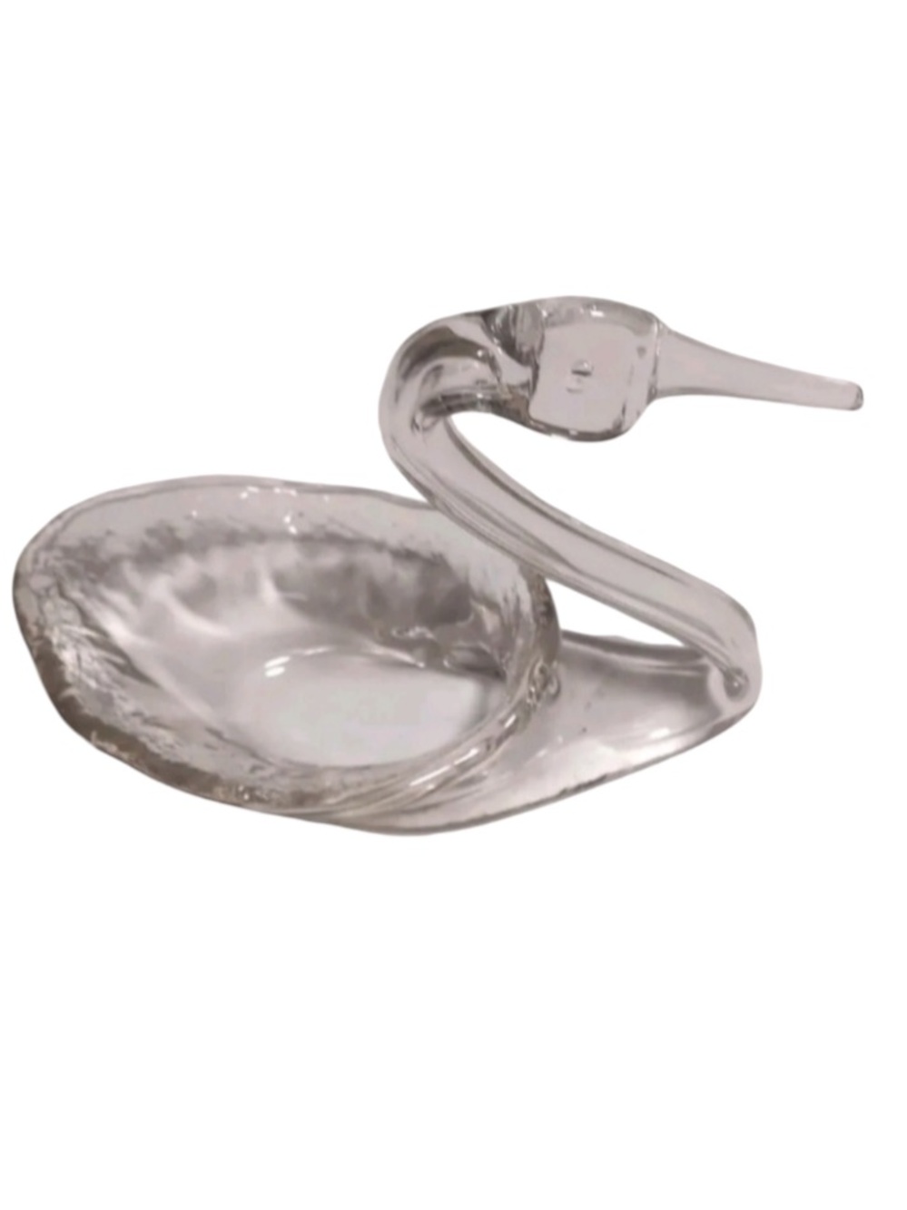 Vintage Clear Handblown Glass Swan Trinket Soap Candy Dish